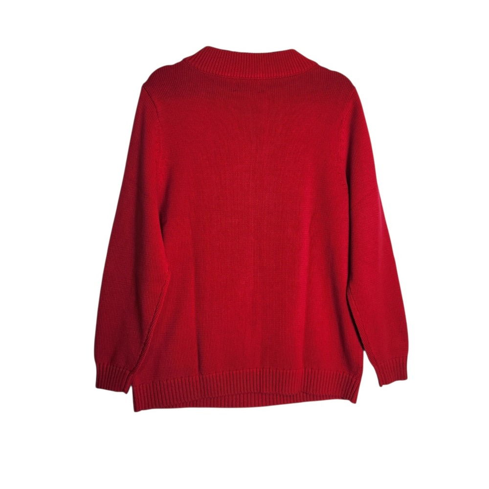 Lands' End Drifter Red Cable Knit Cotton Sweater Womens 1X 16W-18W RN62830